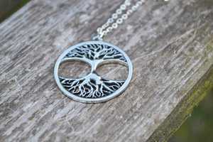 Ange Hardy custom designed necklace on wood